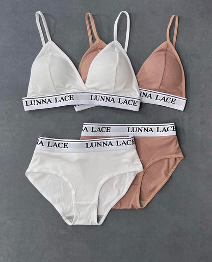 Lunna Lace Cotton Sports Fitness Bra & Underwear Set