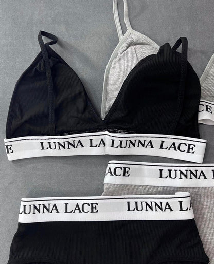 Lunna Lace Cotton Sports Fitness Bra & Underwear Set