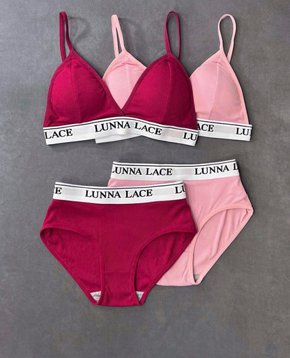 Lunna Lace Cotton Sports Fitness Bra & Underwear Set